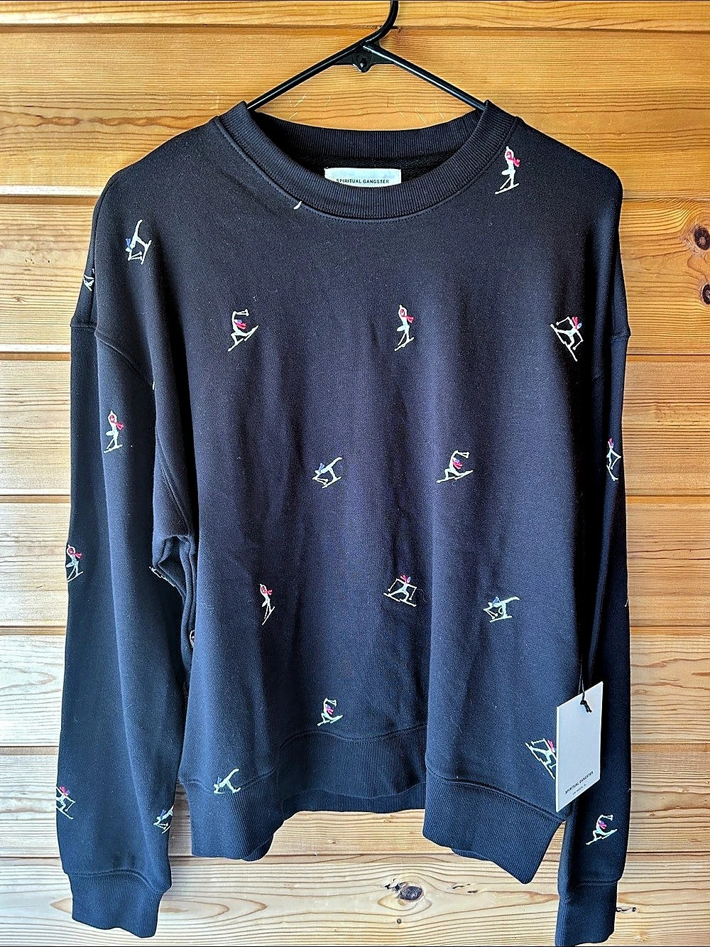 Spiritual Gangster Namaste Astro Crew Black Crewneck Size Medium NWT
